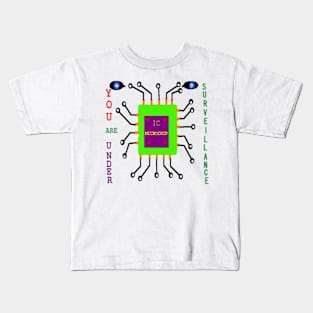 Under Surveillance Pattern on White Background Kids T-Shirt